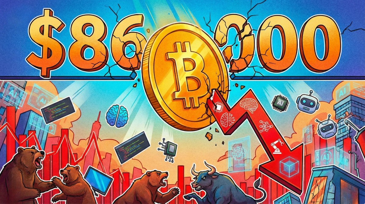 Precio de Bitcoin pierde los $86.000 tras nueva caída de las acciones tecnológicas